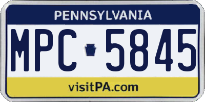 PA license plate MPC5845