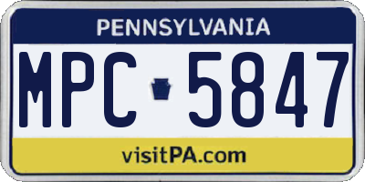 PA license plate MPC5847