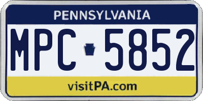 PA license plate MPC5852