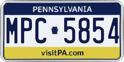 PA license plate MPC5854
