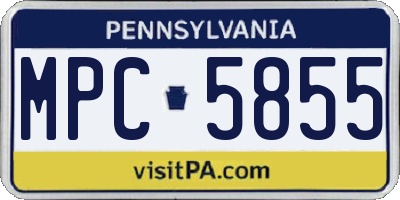 PA license plate MPC5855
