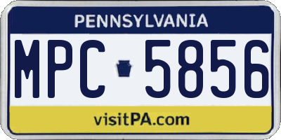PA license plate MPC5856