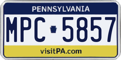 PA license plate MPC5857