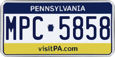 PA license plate MPC5858