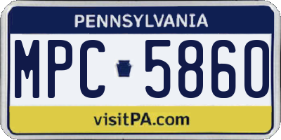 PA license plate MPC5860
