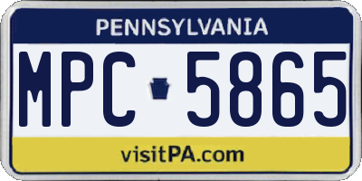 PA license plate MPC5865