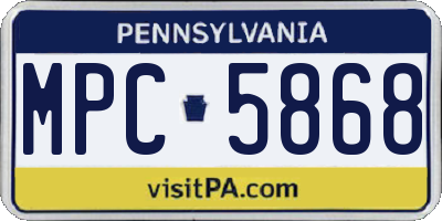 PA license plate MPC5868