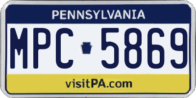 PA license plate MPC5869