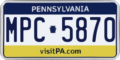 PA license plate MPC5870