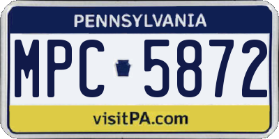 PA license plate MPC5872