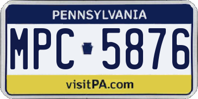 PA license plate MPC5876
