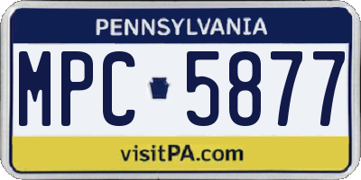 PA license plate MPC5877