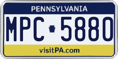 PA license plate MPC5880