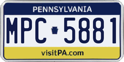 PA license plate MPC5881