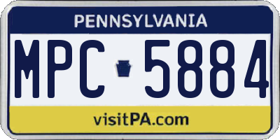 PA license plate MPC5884