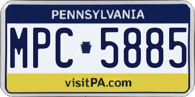 PA license plate MPC5885