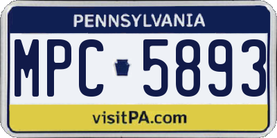 PA license plate MPC5893