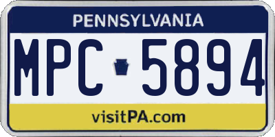 PA license plate MPC5894