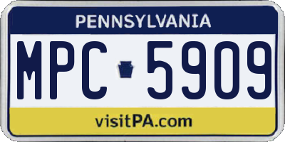 PA license plate MPC5909