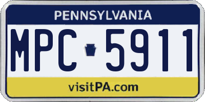 PA license plate MPC5911