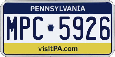 PA license plate MPC5926