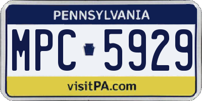 PA license plate MPC5929