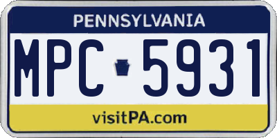 PA license plate MPC5931
