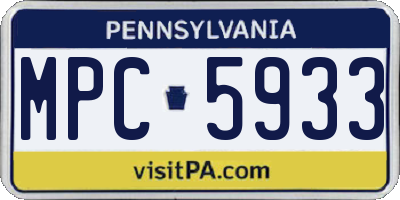 PA license plate MPC5933