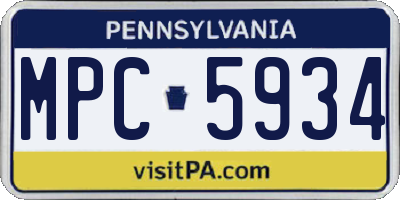 PA license plate MPC5934