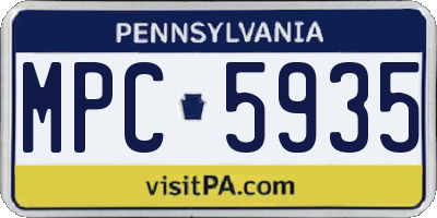PA license plate MPC5935