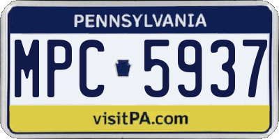 PA license plate MPC5937