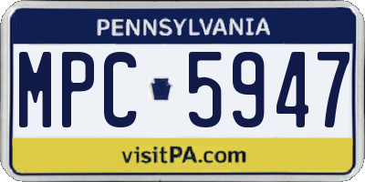 PA license plate MPC5947