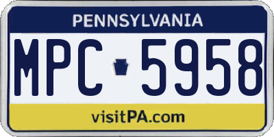 PA license plate MPC5958