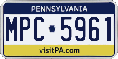 PA license plate MPC5961