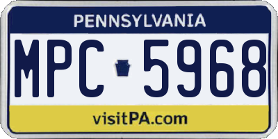 PA license plate MPC5968