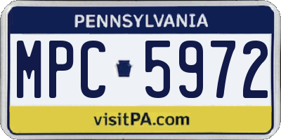 PA license plate MPC5972