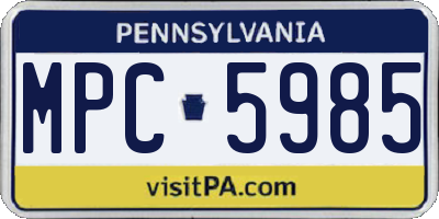 PA license plate MPC5985