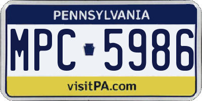 PA license plate MPC5986
