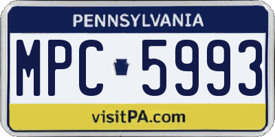 PA license plate MPC5993