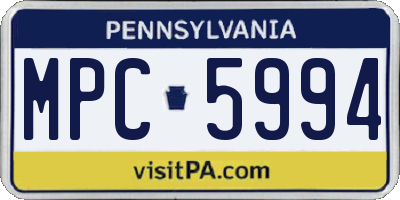 PA license plate MPC5994