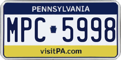 PA license plate MPC5998