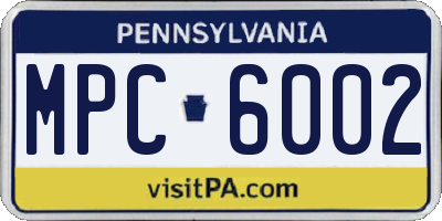 PA license plate MPC6002