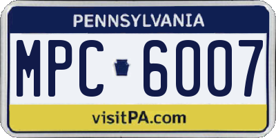 PA license plate MPC6007