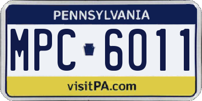 PA license plate MPC6011