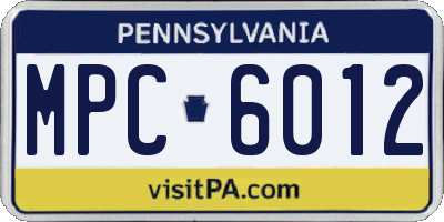 PA license plate MPC6012