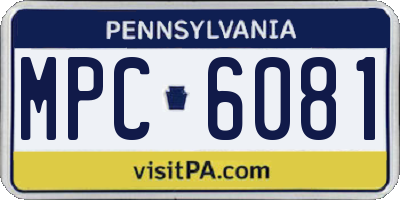 PA license plate MPC6081