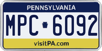 PA license plate MPC6092