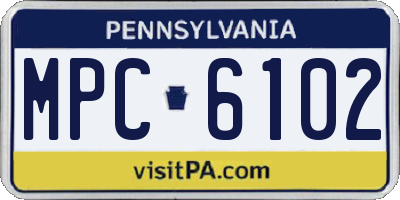 PA license plate MPC6102
