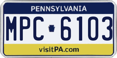 PA license plate MPC6103