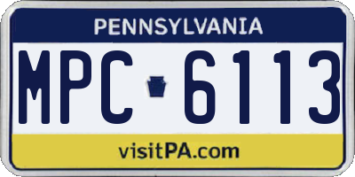 PA license plate MPC6113